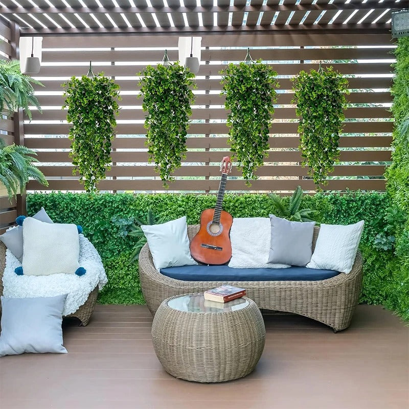Artificial Hanging Plants Fake Wall Hanging Eucalyptus Plants UV Resistant Plastic Plant Indoor Outdoor Garden Room Decor