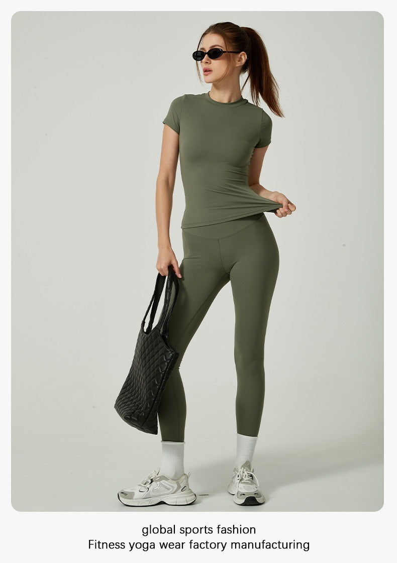 Women's Solid Color Set, Basic Versatile T-Shirt Top