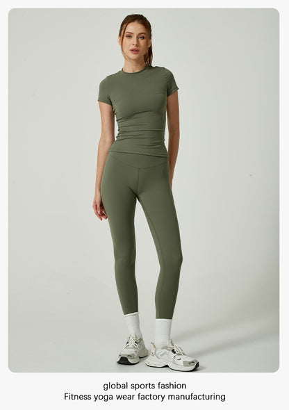 Women's Solid Color Set, Basic Versatile T-Shirt Top