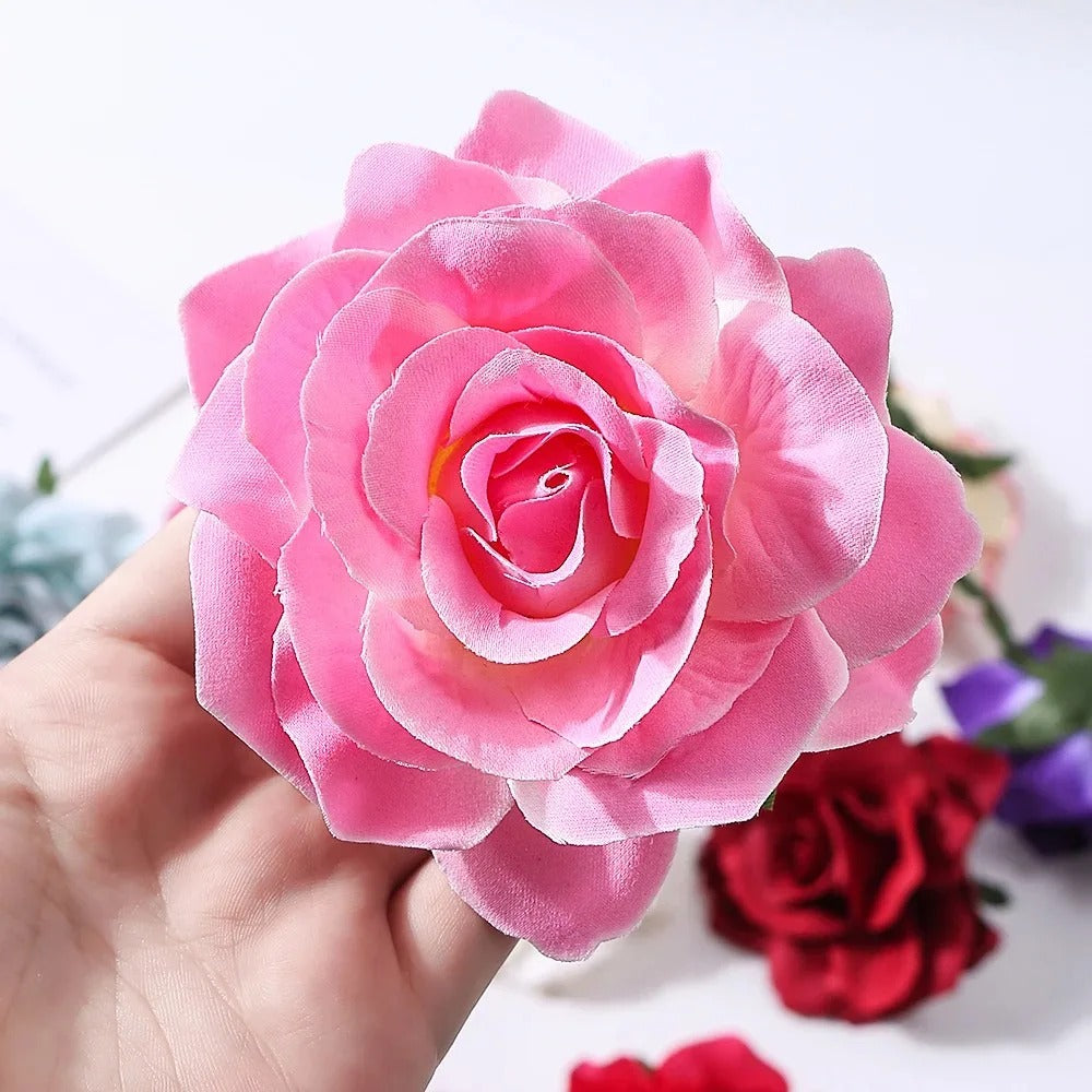 2/5Pcs 10cm Silk Rose Artificial Flowers Heads for Home Room Decor Bride Wedding Party Outfits Decoration DIY Garland Accessory