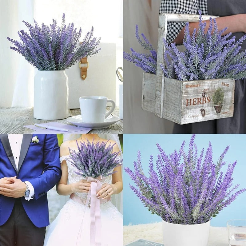 35cm Purple Plastic Artificial Lavender Fake Plant for Wedding Home Room Garden Decorations Bridal Bouquet Photography Props