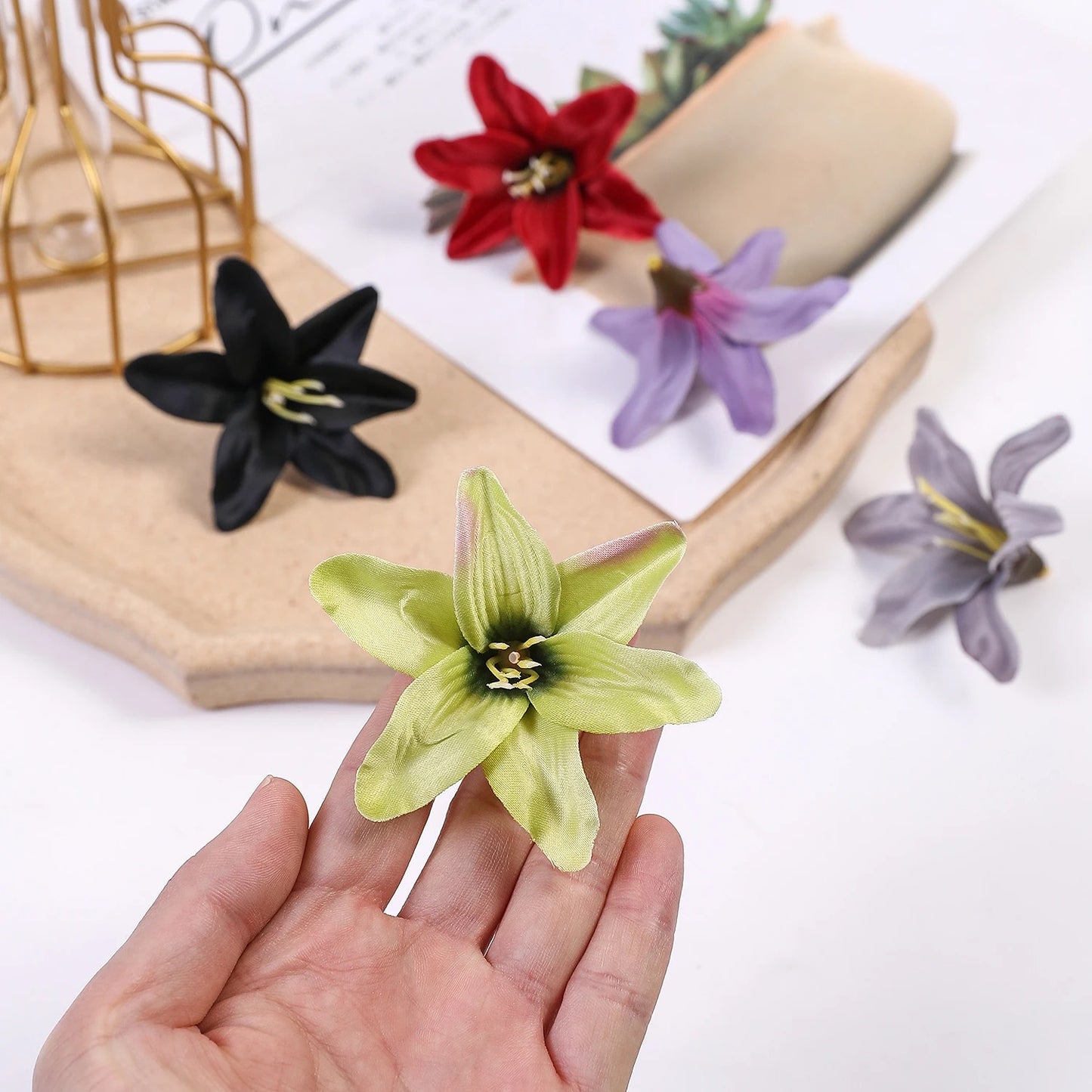 10/20/50 Pcs Silk Artificial Flower Lily Flower Head DIY Crafts Scrapbooking Home Wedding Room Party Wreath Decor Accessories