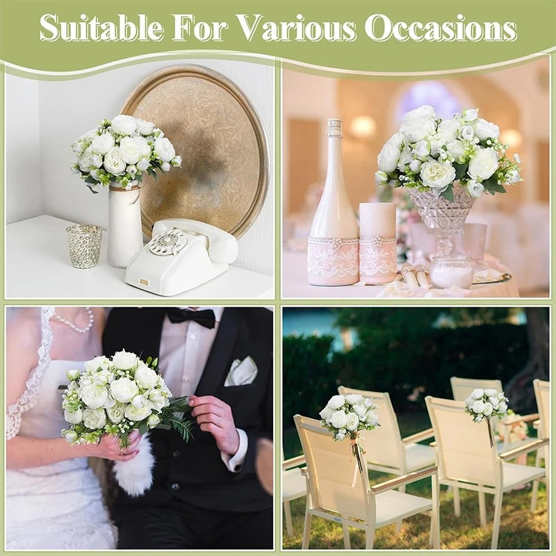 Artificial Peony Simulation Flower Bouquet 5 Big Head 2 Small Bud Flower for Table Centerpieces Home Wedding Bridal Decoration