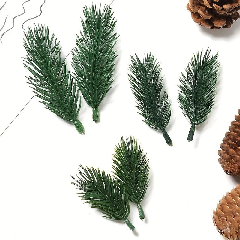 10/20/50Pcs Pine Branches Artificial Plants Christmas Wedding Home Tree Decor DIY Handcraft Bouquet Gift Box Fake Plants Needle