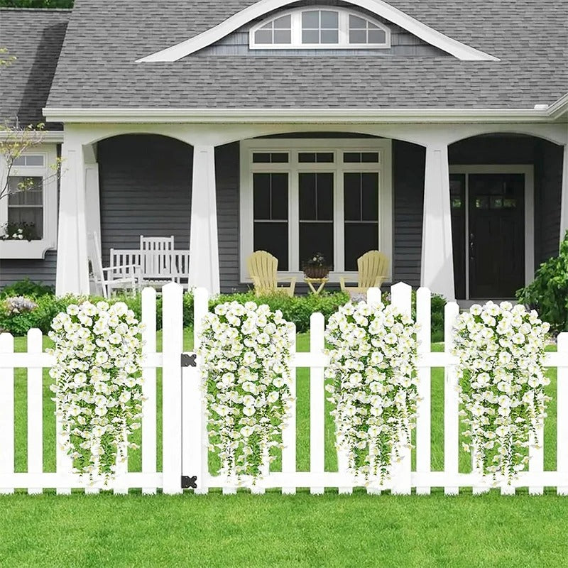 1/2Pc 75cm White Artificial Morning Glory Wall Hanging Faux Violet Plants Hanging Flowers Vines for Home Garden Wedding Decor