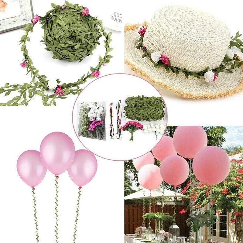 10Meter Silk Leaf-Shaped Handmake Artificial green Leaves For Wedding Decoration DIY Wreath Gift Scrapbooking Craft Fake Flowers