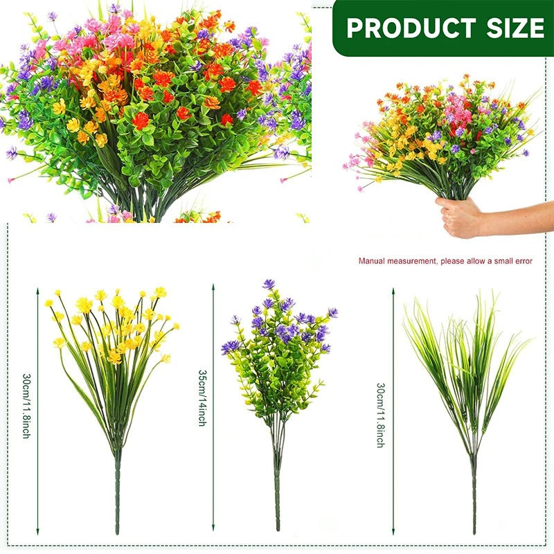 A Bundle of Plastic Artificial Flowers Outdoor Uv-Resistant Fake Plant Flower for Window Box Hanging Planters Garden Home Decor