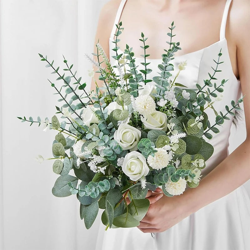 5/10/20Pcs Artificial Eucalyptus Leaves Stems Bulk Silver Dollar Leaf Picks Plant Fake Flowers for Wedding Bouquets Floral Decor