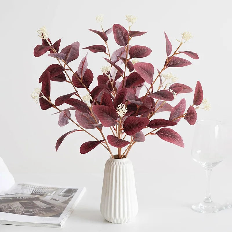 52cm Artificial Fall Eucalyptus Fake Foliage Branches Autumn Flowers Decorations Home Wedding Thanksgiving Christmas Decoration