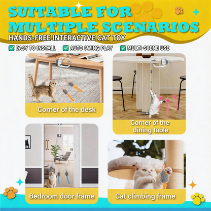 Electric Cat Teaser, Rechargeable Door-Mounted Interactive Cat Toy—For Indoor Use Only, Two Fun Exercise Modes,