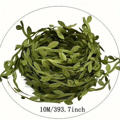 10Meter Silk Leaf-Shaped Handmake Artificial green Leaves For Wedding Decoration DIY Wreath Gift Scrapbooking Craft Fake Flowers