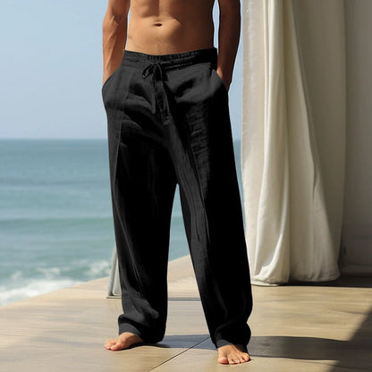 Men's high-quality linen straight leg trousers