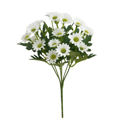 Bouquet of white flowers with green stems on a white background