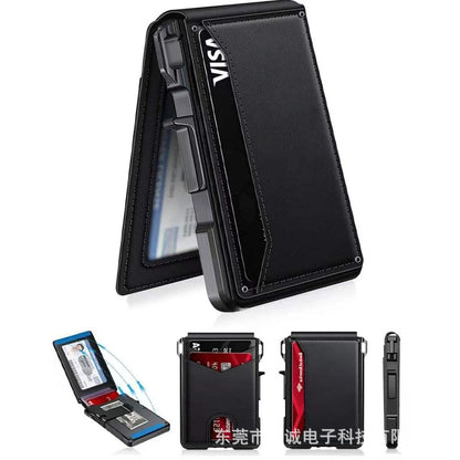 Wallet for Men - Pop Up Case, Cash Slot, and Credit Card Slot - Aluminum Wallet with RFID Blocking