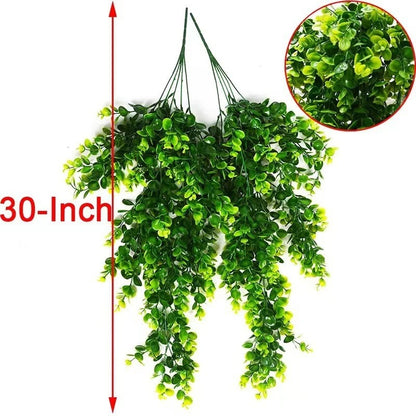 Artificial 5Forks Rattan Eucalyptus Wall Hanging Simulation Greenery Fake Hanging Plants Vine Diy  Home Outdoor Decor Plant