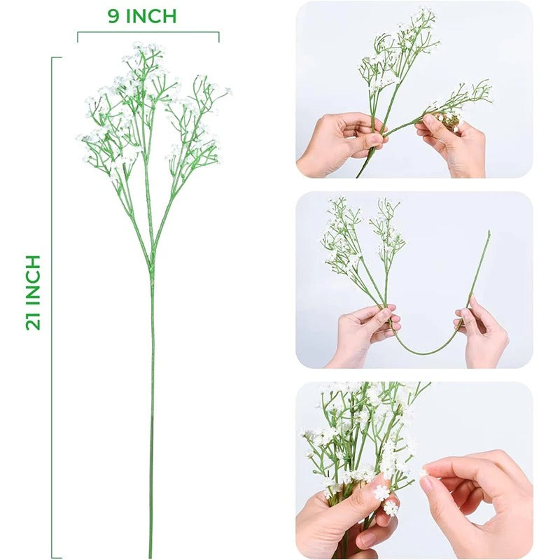 108Heads 63cm Babies Breath Artificial Flowers Plastic Gypsophila DIY Floral Bouquets For Handmade Wedding Party Home Decoration