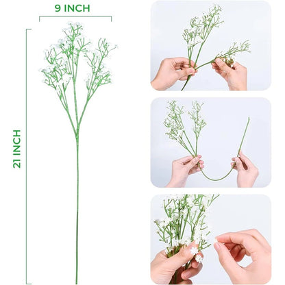 108Heads 63cm Babies Breath Artificial Flowers Plastic Gypsophila DIY Floral Bouquets For Handmade Wedding Party Home Decoration