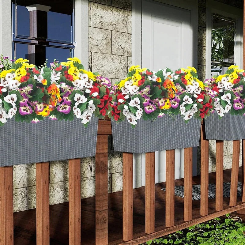 Artificial Pansy Flowers 30cm Plastic Fake Flower Bouquet For Home Room Decor Garden Wedding Parties Home Plant Bunch Decoration