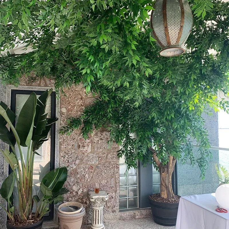 3PCS Artificial Plants Italian Ruscus Greenery Stems Spring Faux Shrub Bushes Green Leaves for Wedding Arch Bouquet Home Decor