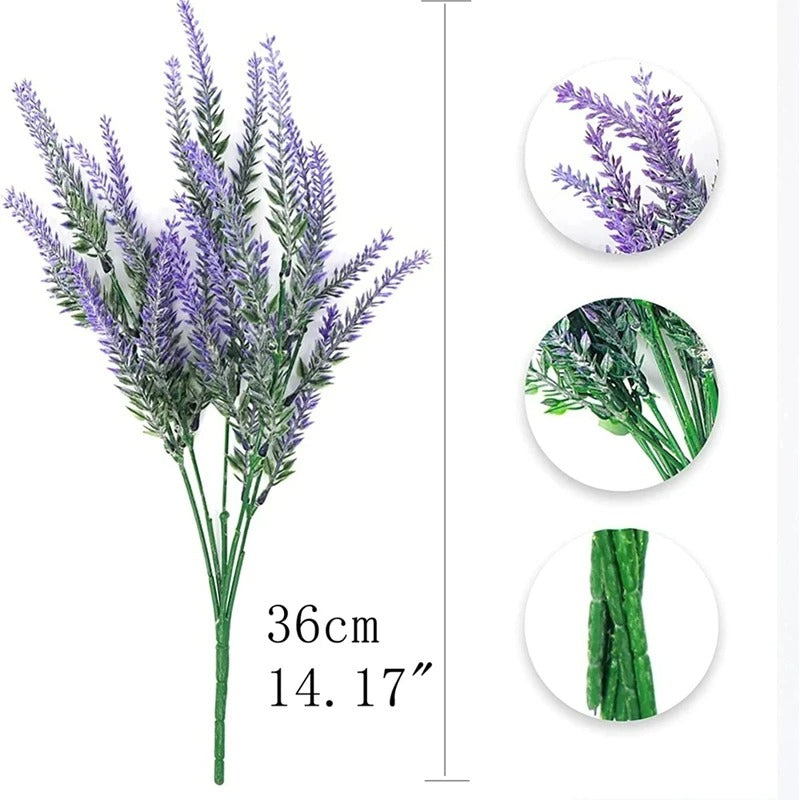 35cm Purple Plastic Artificial Lavender Fake Plant for Wedding Home Room Garden Decorations Bridal Bouquet Photography Props
