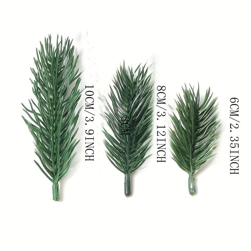 10/20/50Pcs Pine Branches Artificial Plants Christmas Wedding Home Tree Decor DIY Handcraft Bouquet Gift Box Fake Plants Needle