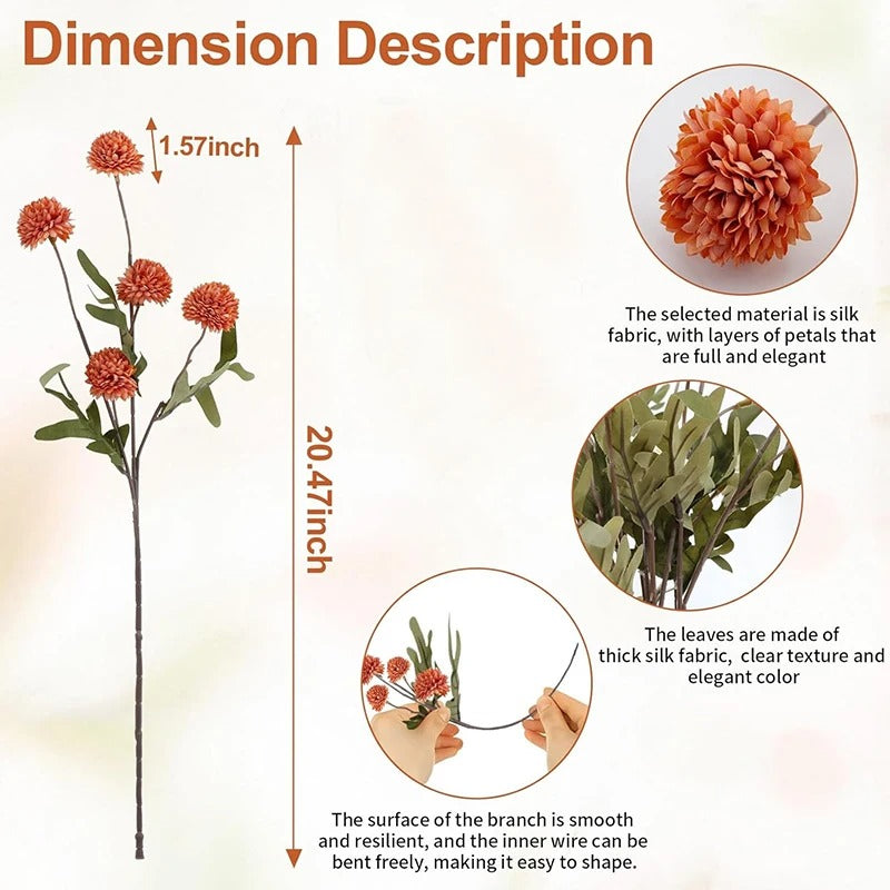 51cm Dandelion Artificial Flowers Wedding Decor 5 Head Fake Flowers Small Thorn Ball DIY Home Decor Bouquet Valentine's Day Gift