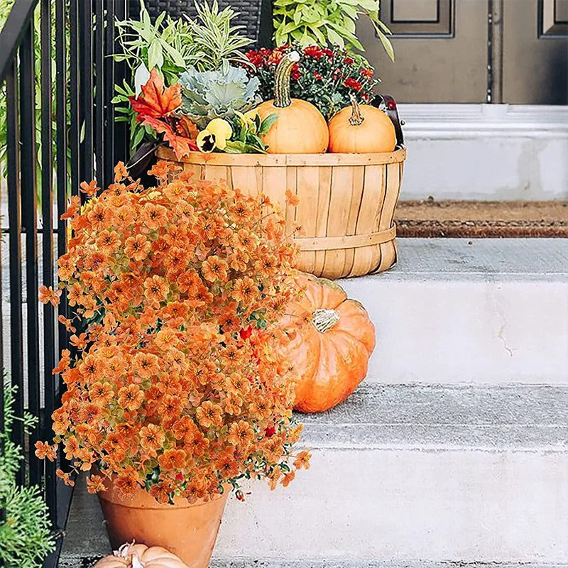 Artificial Flowers Autumn Decoration Plant Violet Eucalyptus Bouquet Outdoor Garden Bushes Decor Home Wedding Office Accessories