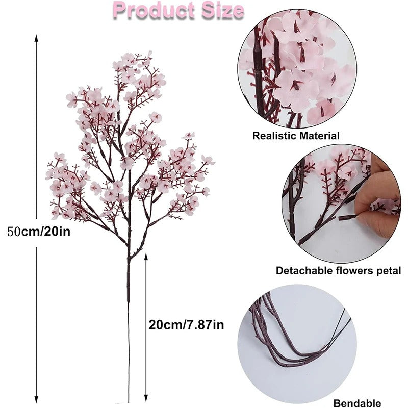 50CM Artificial Cherry Blossoms Flower Fake Silk Plant Decoration Wedding Party Decoration Bouquet Real Touch DIY Home Garden
