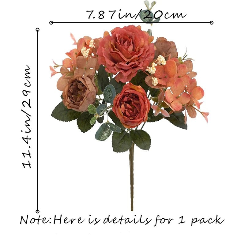 Decoration Artificial Flowers Fake Peony Silk Flowers Hydrangea Bouquets Decorative For Home Living Room Table Centerpieces