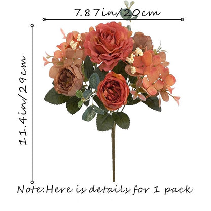 Decoration Artificial Flowers Fake Peony Silk Flowers Hydrangea Bouquets Decorative For Home Living Room Table Centerpieces