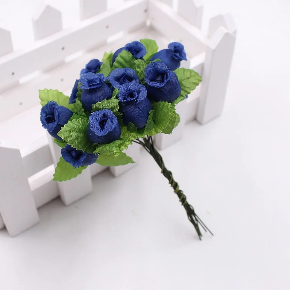 12pcs/lot Artificial Flower 2cm Silk High Quality Rose Bouquet Wedding Decoration DIY Scrapbook Wreath Gift Box Craft Flowers