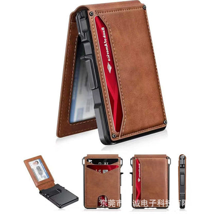 Wallet for Men - Pop Up Case, Cash Slot, and Credit Card Slot - Aluminum Wallet with RFID Blocking