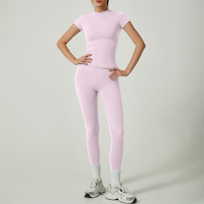Women's Solid Color Set, Basic Versatile T-Shirt Top