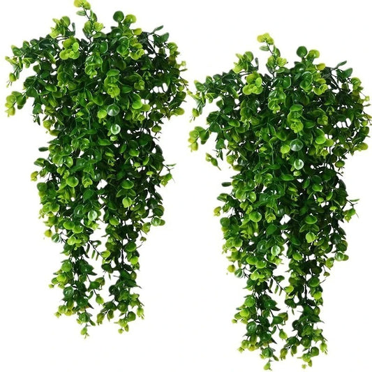 Artificial Hanging Plants Fake Wall Hanging Eucalyptus Plants UV Resistant Plastic Plant Indoor Outdoor Garden Room Decor