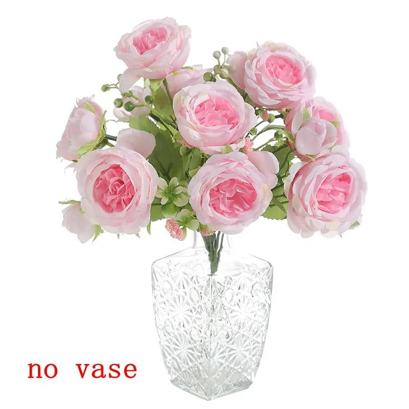 Artificial Peony Simulation Flower Bouquet 5 Big Head 2 Small Bud Flower for Table Centerpieces Home Wedding Bridal Decoration
