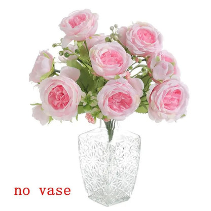 Artificial Peony Simulation Flower Bouquet 5 Big Head 2 Small Bud Flower for Table Centerpieces Home Wedding Bridal Decoration