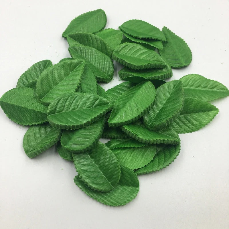 200/400Pcs 5.5cm Artificial Green Rose Leaves for DIY Craft Scrapbook Flower Arrangement Home Room Wedding Garland Decoration