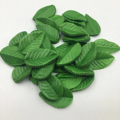 200/400Pcs 5.5cm Artificial Green Rose Leaves for DIY Craft Scrapbook Flower Arrangement Home Room Wedding Garland Decoration