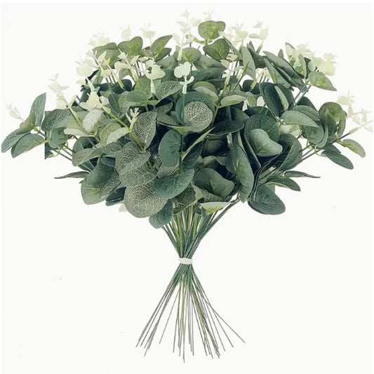 5/10/20Pcs Artificial Eucalyptus Leaves Stems Bulk Silver Dollar Leaf Picks Plant Fake Flowers for Wedding Bouquets Floral Decor