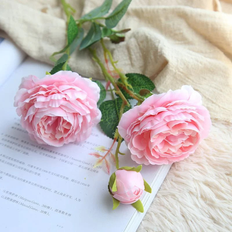 1pcs 60cm Artificial Peony Rose Silk Flowers Bedroom Table Decor 3 Heads Fake Flowers Party Home Decoration Wedding Bouquet