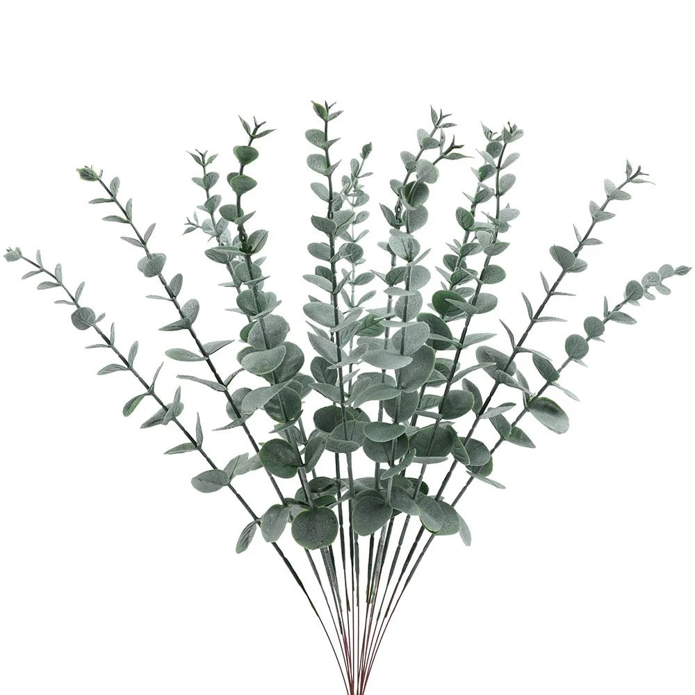 12pcs Artificial Plants Eucalyptus Branches 41cm for Bedroom Home Table Decoration Wedding Decor Arrangement Wreath Fake Plants