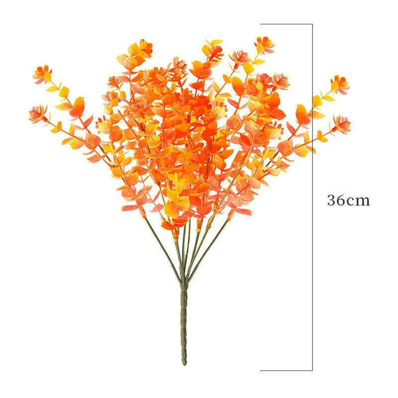 Artificial Flowers Autumn Decoration Plant Violet Eucalyptus Bouquet Outdoor Garden Bushes Decor Home Wedding Office Accessories