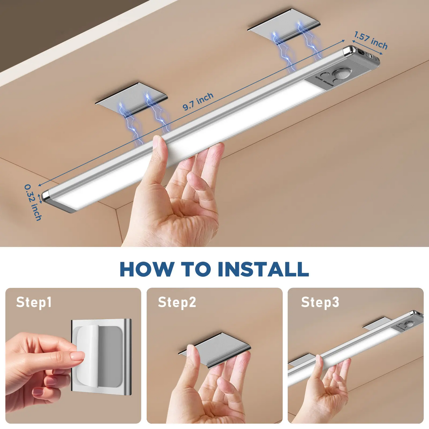 Under Cabinet Lights,Motion Sensor Night Light Indoor,1500mAh USB Rechargeable Light