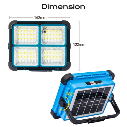 Solar Rechargeable LED Work Light, 288 Super Bright 5730 Beads Floodlight with USB & Type-C Charging
