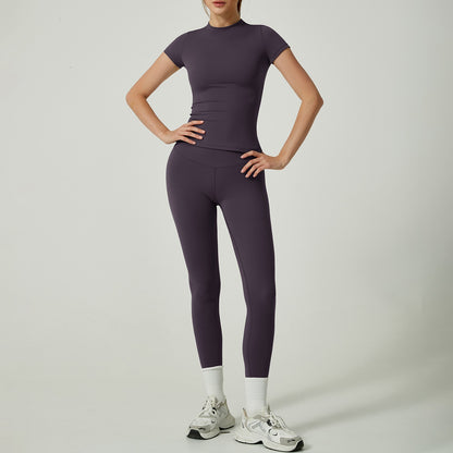 Women's Solid Color Set, Basic Versatile T-Shirt Top