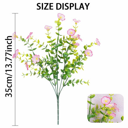 Artificial flower branch with measurements on a white background