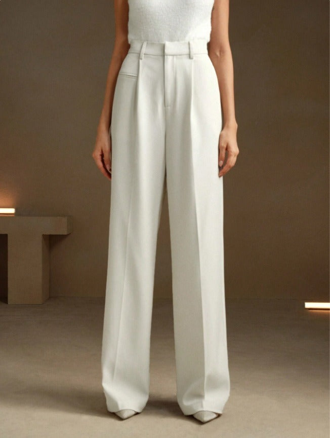 Women's Solid Color Basic Wide Leg Loose Pleated Pants