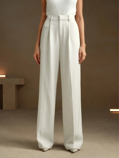 Women's Solid Color Basic Wide Leg Loose Pleated Pants
