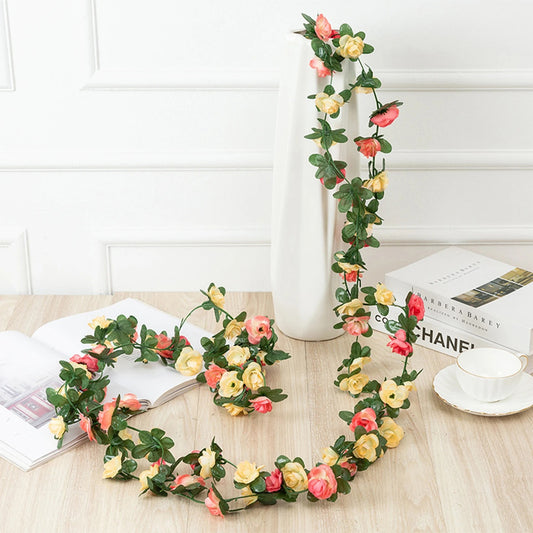 1pc 250CM Artificial Flowers Garland Rose Vines Fake Hanging Flower Vine for Wedding Arch Wall Decor Home Garden Room Decoration