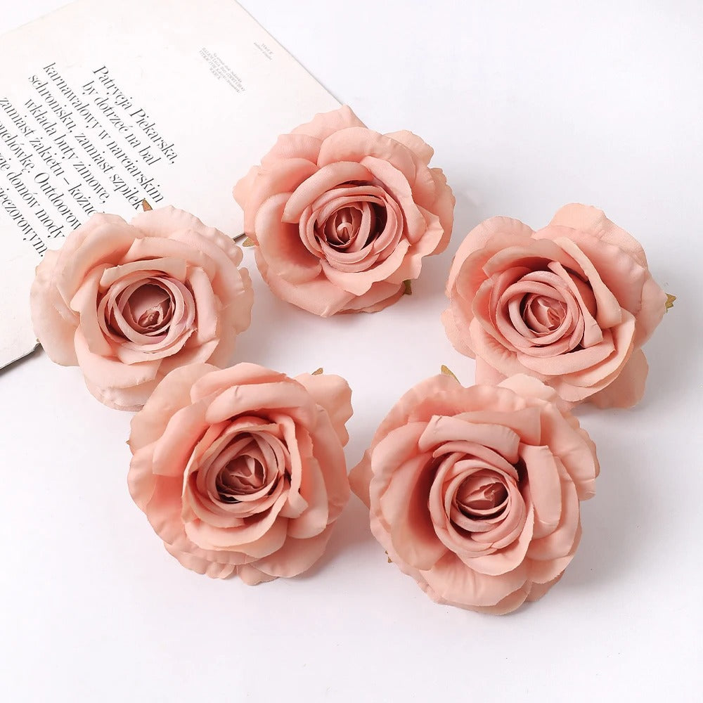 2/5Pcs 10cm Artificial Rose Silk Flower Heads Simulated Flower Home Room Decoration Wedding Decoration DIY Wreath Accessories
